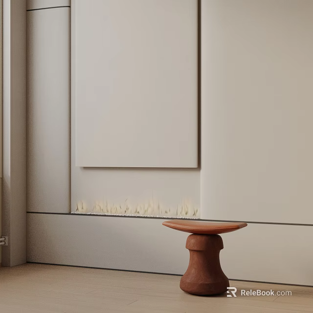 Minimalist Terracotta Round Side Table in Modern Interior with Light Colored Walls 3d model 
