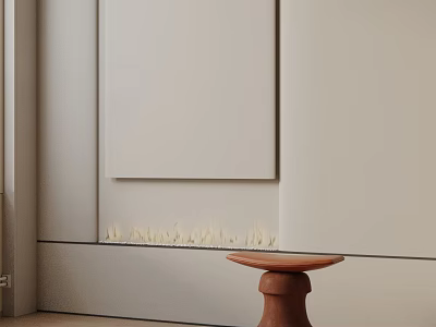 Minimalist Terracotta Round Side Table in Modern Interior with Light Colored Walls 3d model