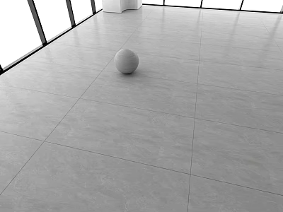 Light Gray Tile Floor In Spacious Bright Room With Sphere 3d model