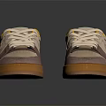 Stylish Low Top Casual Sports Shoes With Pastel Pink Tan Yellow And White Color Accents