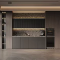Modern Wine Cabinet In Contemporary Kitchen With Sleek Design Storage Shelves And LED Lighting
