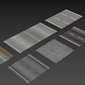 Various Road Pavement Textures With Lane Markings And Gravel Surfaces