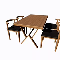 Wooden Dining Table Set With Four Armrest Chairs And Modern Design 3d model