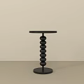 Black Modern Side Table With Round Top And Stacked Circular Beads Design 3d model