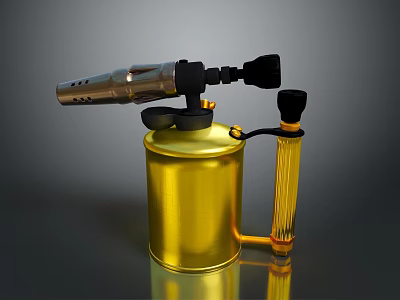 Stylish Decorative Ornament Set With Golden Canister Black Components And Transparent Glass Tube 3d model