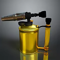 Stylish Decorative Ornament Set With Golden Canister Black Components And Transparent Glass Tube