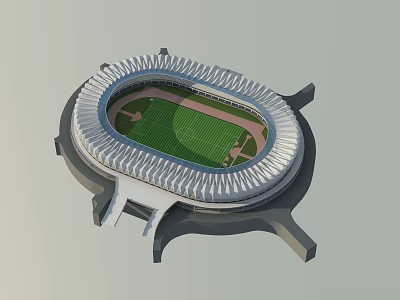Modern Sports Stadium Building With Oval Structure Running Track Football Field White Grandstands Contemporary Design 3d model