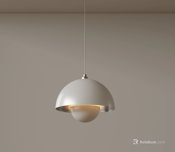 Modern Hanging Dome Pendant Light With Silver Finish And Spherical Design 3d model