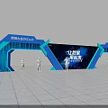 Tencent Cloud Conference Exhibition Booth With Blue Design Human Figures And Data Theme 3d model