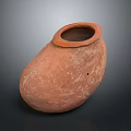 Terracotta Clay Pot Sculpture with Irregular Shape and Textured Carved Surface 3d model