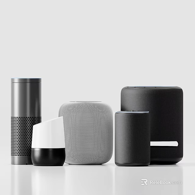Modern Wireless Speakers With Various Styles Cylindrical Square Shapes And Neutral Tones 3d model 