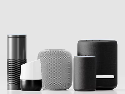 Modern Wireless Speakers With Various Styles Cylindrical Square Shapes And Neutral Tones 3d model