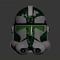 Futuristic Metallic Helmet Design With Green Tinted Visor And Silver Accents