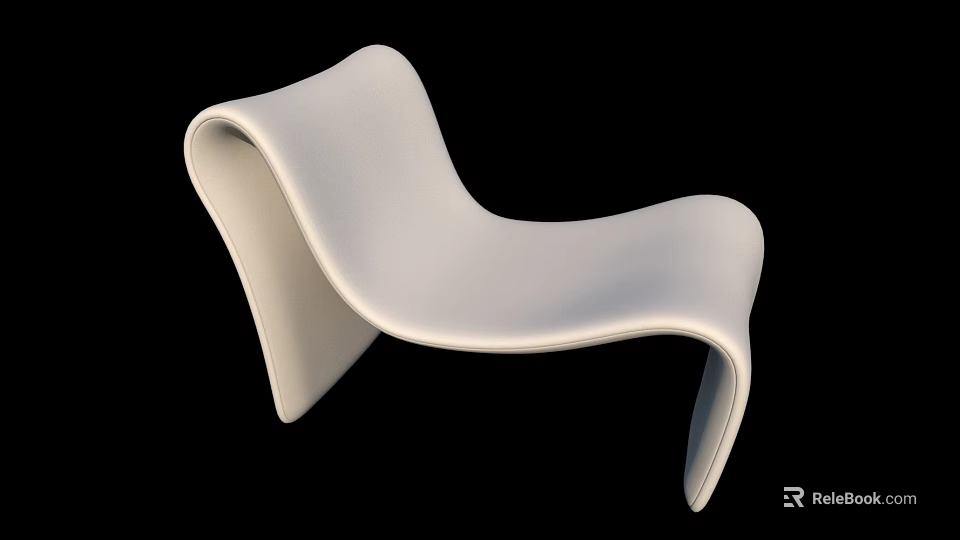 Modern White Lounge Chair With Sleek Curved Design And Unique Shape 3d model 