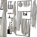 Modern Bathroom Accessories With Hanging Towels Storage Racks And Toiletries Mirror