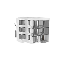 Modern Single Family House Exterior With Large Windows Black Balcony Railings And Wooden Door