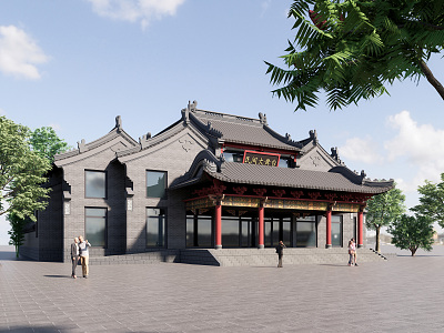 Chinese-style ancient public buildings 3d model