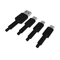 Set Of Four Black USB Adapters With Multiple Connectors For Device Compatibility 3d model