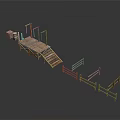 Wooden Outdoor Furniture Set With Platform Staircase Fences And Crates