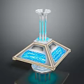 Technical Industrial Equipment With Transparent Structure Blue Glowing Components And Multi Layer Design