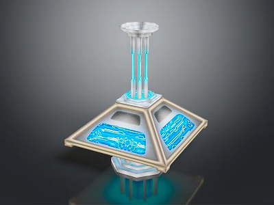 Technical Industrial Equipment With Transparent Structure Blue Glowing Components And Multi Layer Design 3d model