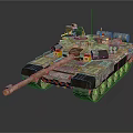 Modern Military Armored Tank With Camouflage Design Long Cannon And Tracks