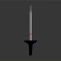 Shiny Vertical Metal Rod With Black Base And Red Ring Decoration