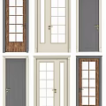 Classic White Double Door With Glass Panels And Metal Handle For Home Interior