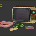 Vintage Electronic Appliances Featuring Retro TV Game Console Controllers And Cartridge