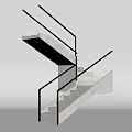 Modern Marble Staircase With Glass Railing And Black Metal Frame Design