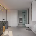 Modern Bathroom Interior Design With Bathtub Marble Sink And Storage Cabinets