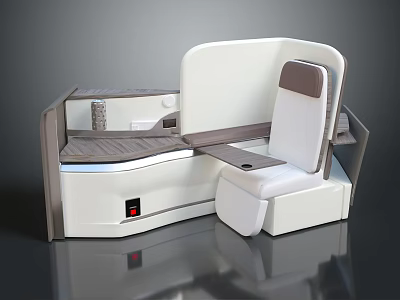Luxury Business Class Seat Featuring Modern White Brown Upholstery And Ergonomic Design 3d model