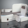 Luxury Business Class Seat Featuring Modern White Brown Upholstery And Ergonomic Design