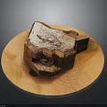 Brown And White Fossil Specimen With Layered Structure On Wooden Plate