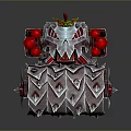 Metallic Utility Vehicle With Red Accents Green Top And Textured Wheels
