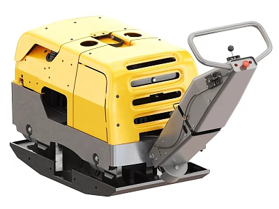 Industrial Yellow And Gray Plate Compactor With Handle And Base Plate Design 3d model