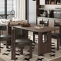 Middle style dining table and chair combination 3d model