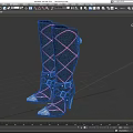 Black High Heel Boots With Pink Crisscross Lines And Silver Toe Caps