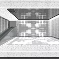 Modern Tech Corridor With Digital Screens And Futuristic Lighting Design 3d model