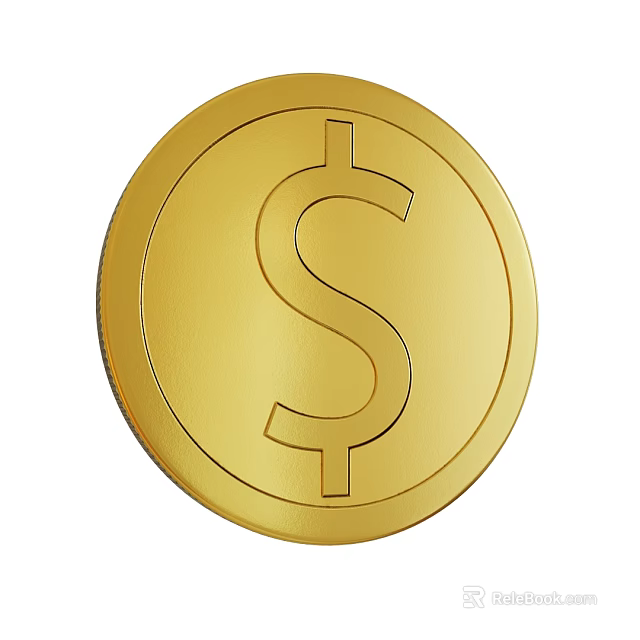 Elegant Golden Jewelry Pieces With Coin Inspired Design And Dollar Sign Accents 3d model 