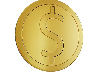 Elegant Golden Jewelry Pieces With Coin Inspired Design And Dollar Sign Accents 3d model