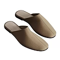 Matching Set Of Beige Classic Leather Handbag And Mule Slippers With Metal Clasp