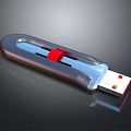 Sleek Metallic USB Flash Drive With Red Slider And USB Connector Design