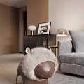 Modern Living Dining Room Interior With Gray Sofa Black Coffee Table And Floor Lamp