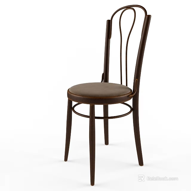 Ergonomic Office Chair With Wooden Frame And Leather Padded Seat Design 3d model 