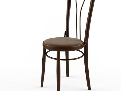 Ergonomic Office Chair With Wooden Frame And Leather Padded Seat Design 3d model