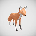 Low Poly Fox Game Character 3D Model With Orange White And Black Fur Stylized Design 3d model
