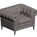 Light Gray Tufted Single Sofa With Rolled Arms And Black Legs Design 3d model