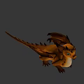 Cute Orange Baby Dragon Game Movie Character With Green Eyes And Wings