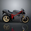 Gray Motorcycle With Red Frame And Gold Wheels Modern Design Sleek Surface 3d model